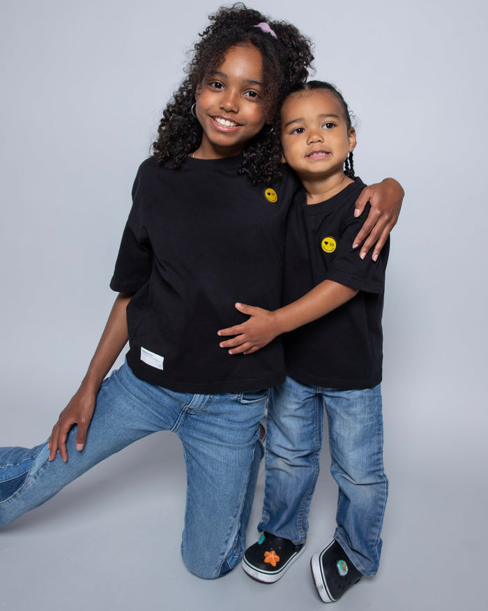 Be Happy 迷你有機棉短袖 T 恤｜曜黑色