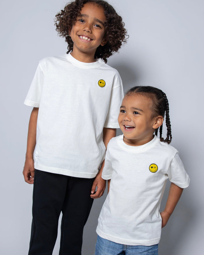 Be Happy 迷你有機棉短袖 T 恤｜燕麥奶色