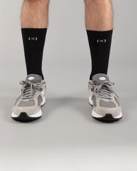 有機彩條 中筒襪｜曜黑色