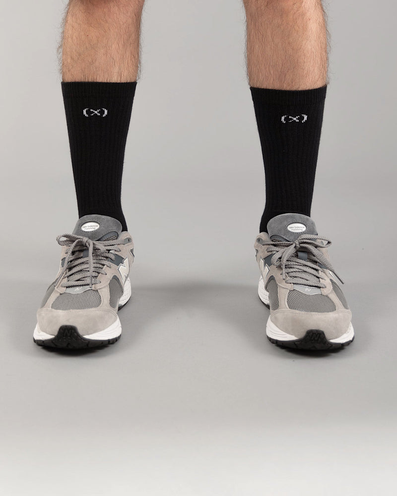 有機彩條 中筒襪｜曜黑色