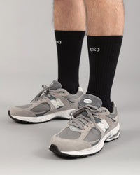 有機彩條 中筒襪｜曜黑色