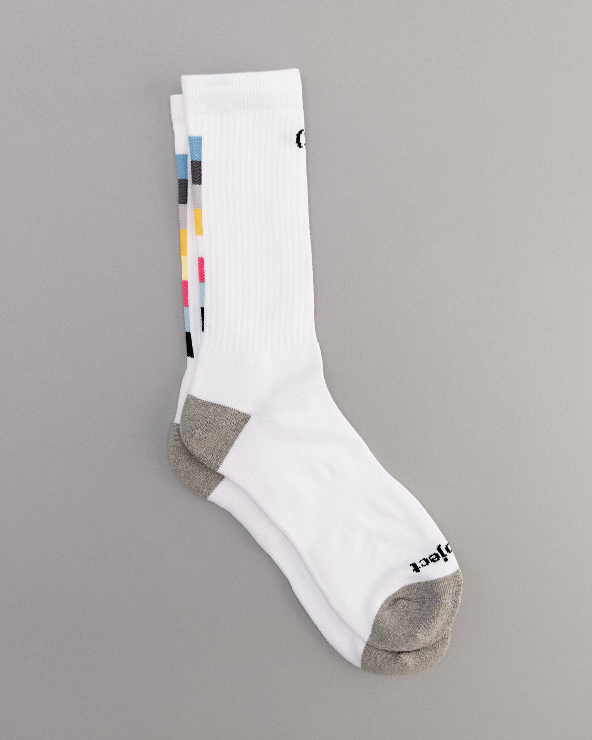 有機彩條中筒襪｜純白色