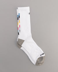 有機彩條中筒襪｜純白色