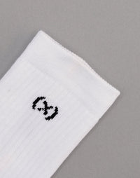 有機彩條中筒襪｜純白色