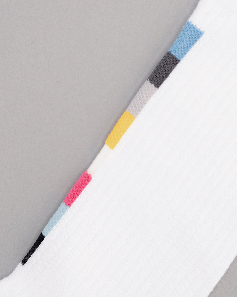 有機彩條中筒襪｜純白色