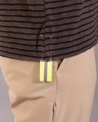 經典條紋短袖上衣｜灰／螢光黃