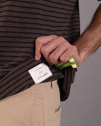 經典條紋短袖上衣｜灰／螢光黃