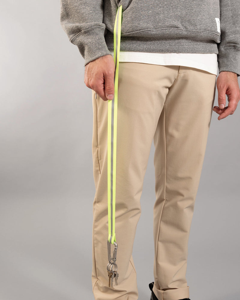 經典三纖混紡套頭上衣｜麻灰 / 螢光黃